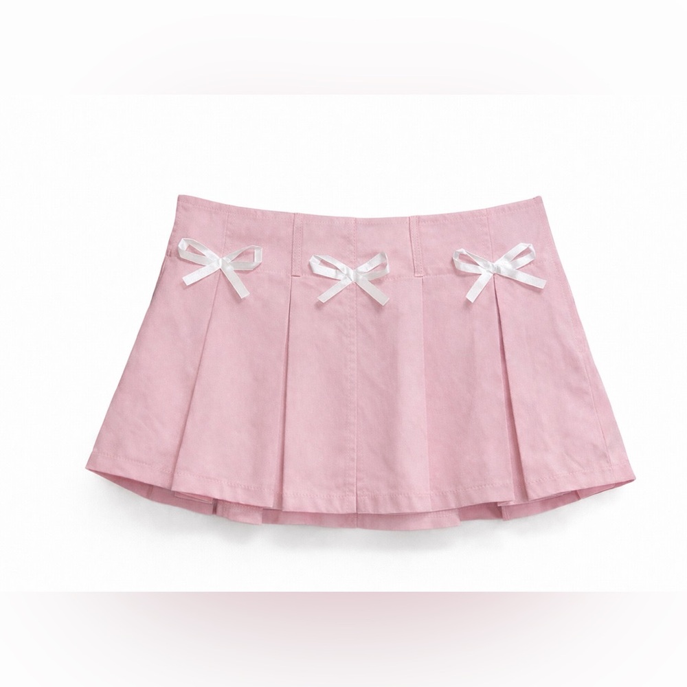 Forever 21 Light Pink Mini Skirt with White Bows Size S